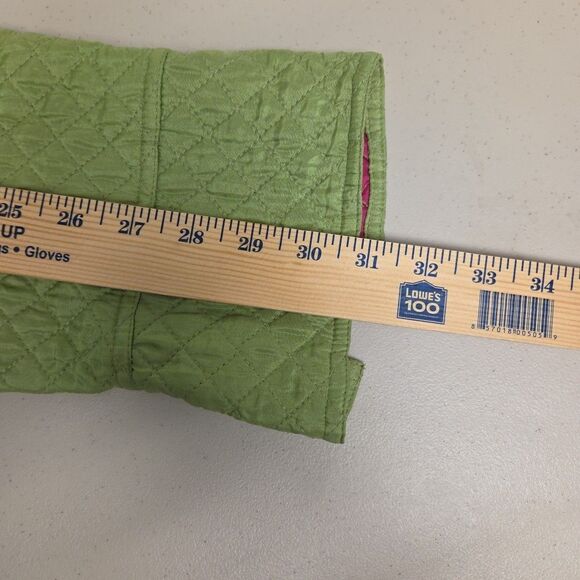 The Quacker Factory Silk Quilted Blazer Jacket Rhinestones Medium Green Pink QVC - Picture 12 of 13